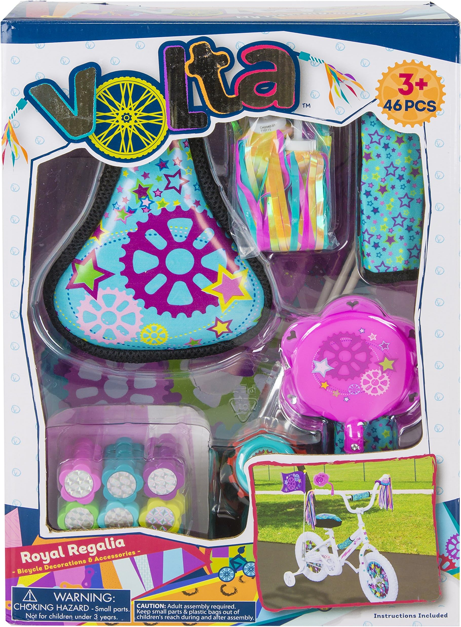 VOLTA Royal Regalia Bicycle Decorations & Accessories - Compatible with Nearly All Bikes - 46 Pieces