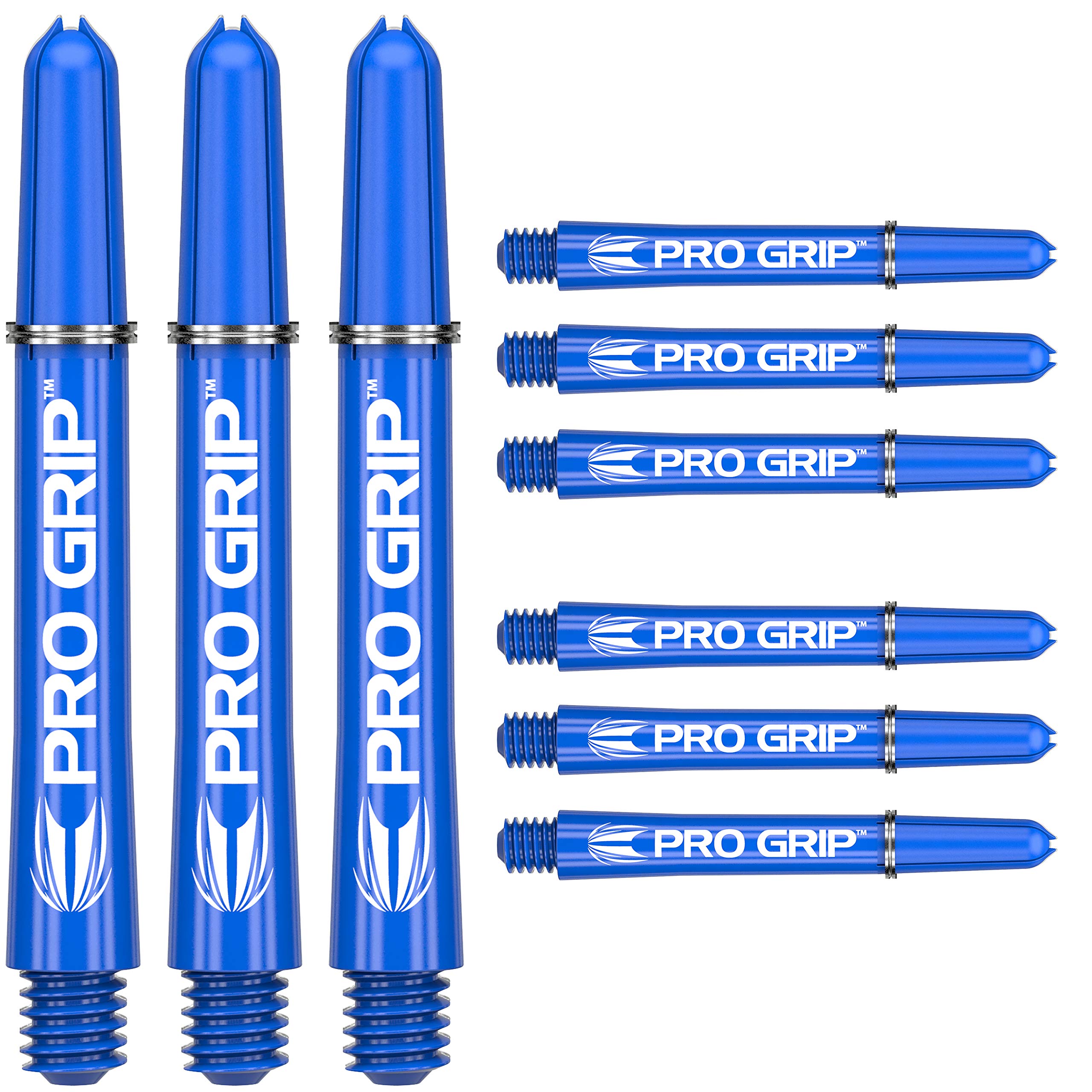 Target Darts Pro Grip Shafts – Set of 9 | Blue, Medium (48mm) | Dart Stems, Professional Darts Accessories, 2BA Shaft Multipack with Rings — image 1