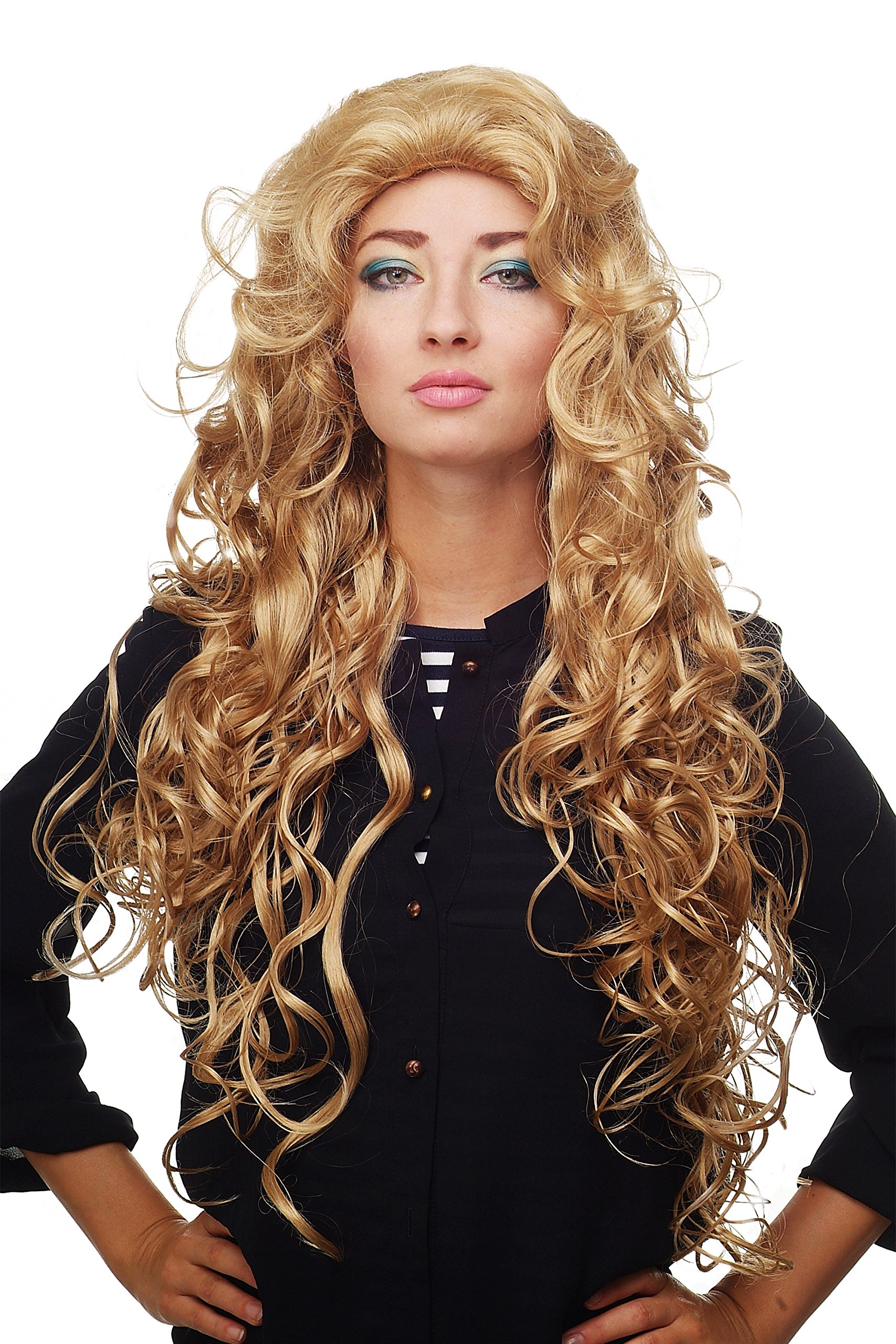 WIG ME UP - 81445-24B Lady Quality Wig very long (30inch) voluminous curls quiff diva golden blond