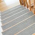 SMILOOL Non Slip Stair Treads for Wooden Steps Indoor, Carpet Stairs Runner 15 Pack 9" x 36" Stair Tread Rugs for Wood Stairs, Machine Washable Step Runners, Stair Pads for Pet, Light Grey