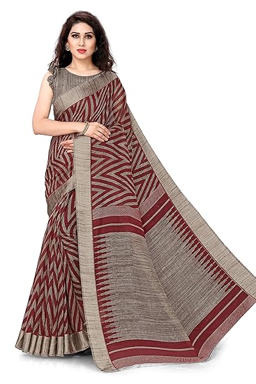 Women's Poly Cotton Leheriya Print Saree With Un-stitched Blouse Piece (19086-Turquoise-6.3 meters)