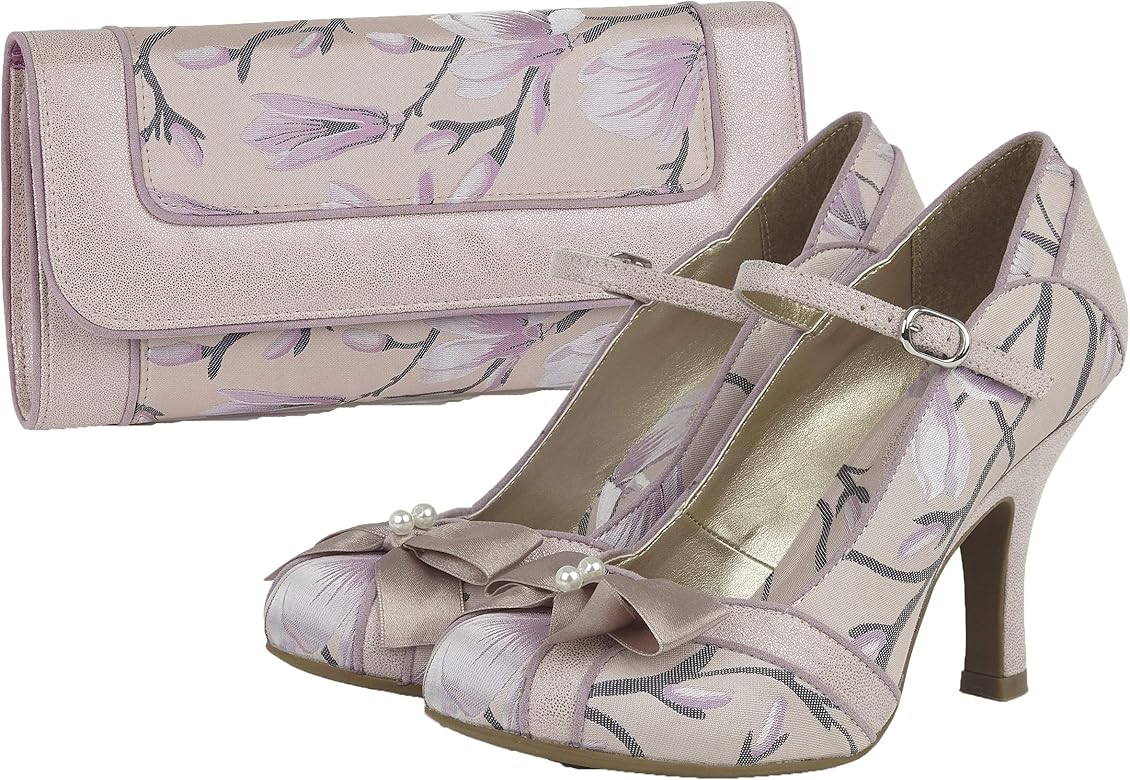 pink heels and matching bag