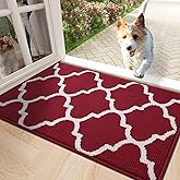 OLANLY Indoor Door Mat, 32x20, Non-Slip Absorbent Resist Dirt Entrance Mat, Washable Low-Profile Inside Floor Doormats for Entryway, Red