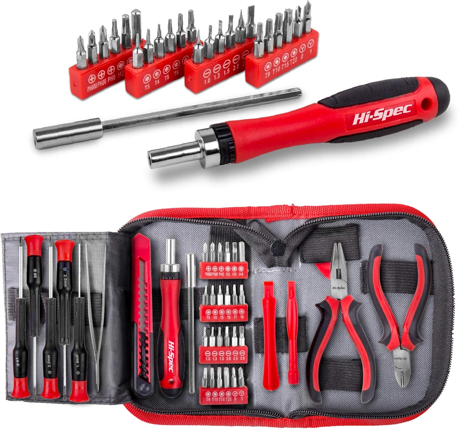 Hi-Spec 38 pcs Electronics Repair Tool Kit - Magnetic Precision Ratcheting Screwdriver & Phillips, Slotted, Torx, Hex and Triwing/Head: Home Improvement
