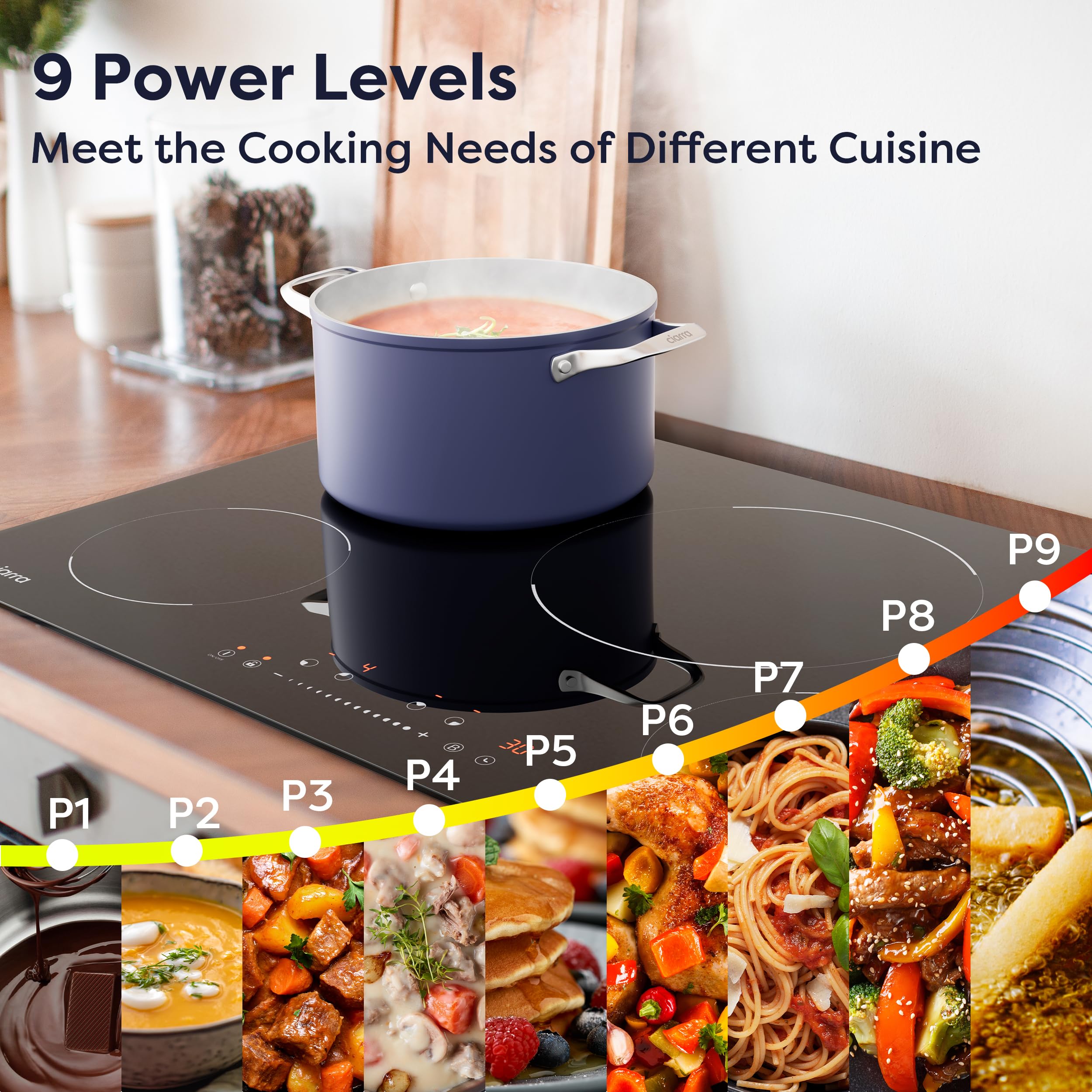 CIARRA 30 inch Induction Cooktop 4 Burners, 8200W Built-in Induction Stovetop with Booster, Timer & Safety Lock