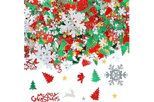 Fovths 4800 Pieces Christmas Confetti Set Mixed Embossed Confetti 100g Metallic Pentagram, Snowflakes, Santa, Pine, Merry Christmas Alphabet, Elk Table Party Decoration