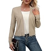 AAMILIFE Women Long Sleeve Cropped Knit Sweater Cardigans Open Front Bolero Shrug