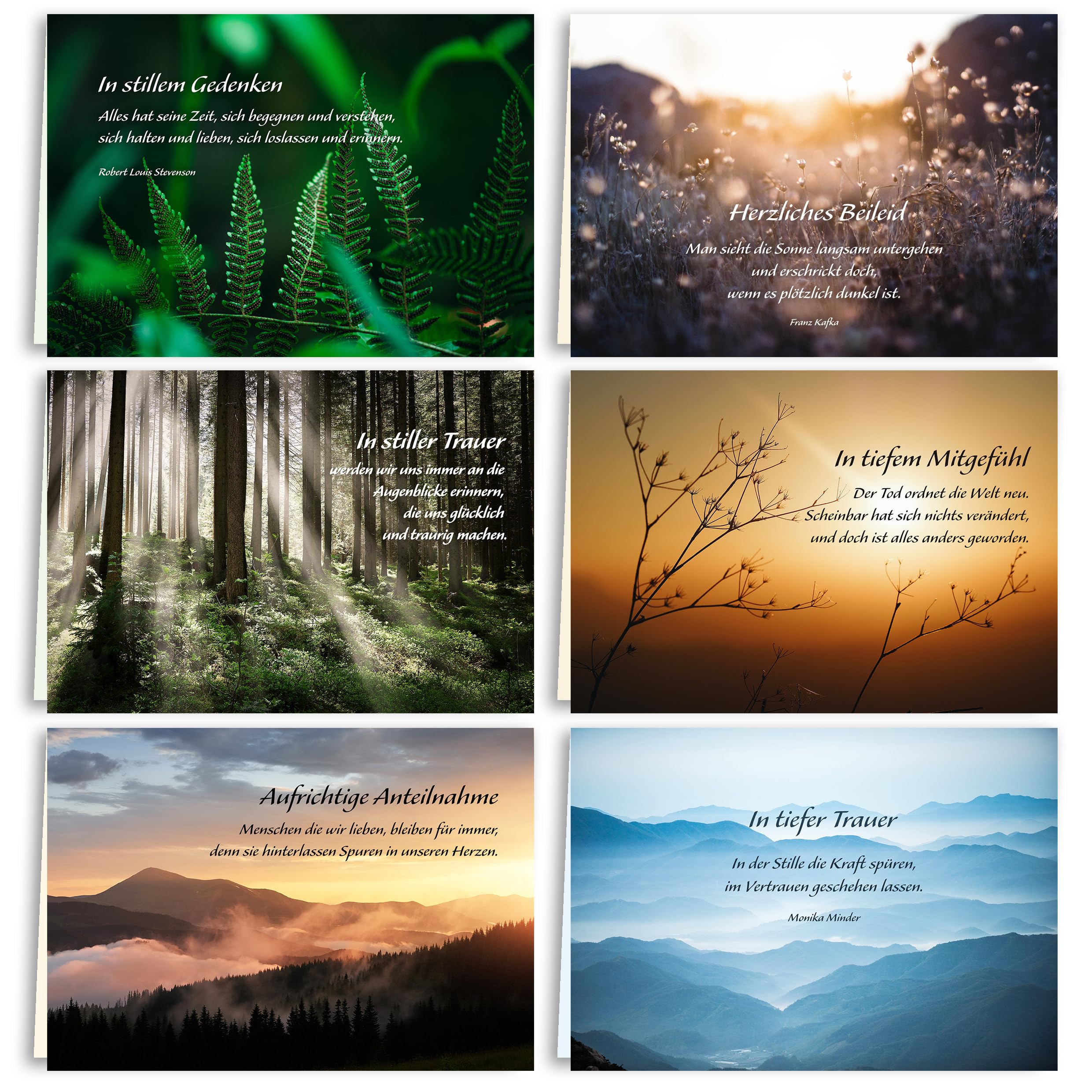6 Sympathy Cards Sympathy Cards with Text and Envelope Sympathy Folding Cards with Saying Funeral Partition Stylish Landscapes Condolence Cards for Farewell