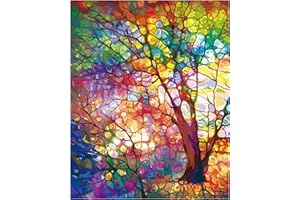 SUMGAR DIY Paint by Numbers Kit for Adults Beginner Tree Life Paint by Numbers 16x20 Inch Without Frame Abstract Colorful Acrylic Oil Painting Drawing Craft Work Set with Brushes Christmas Gift