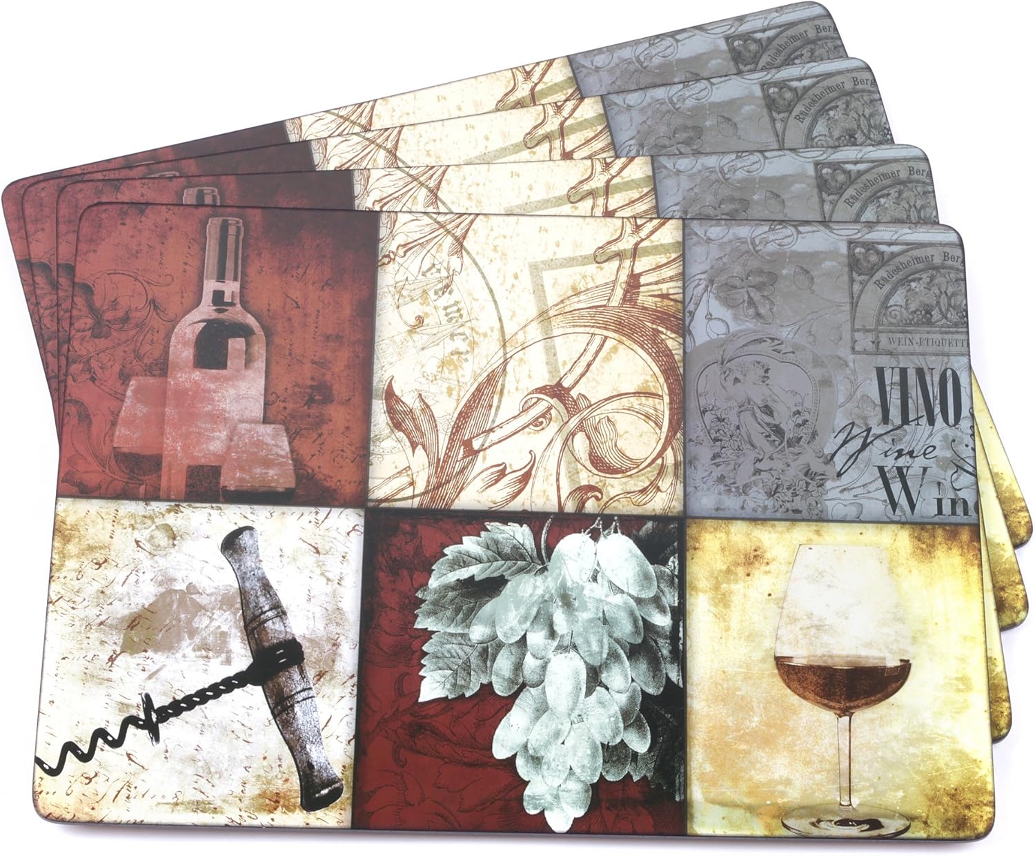 Hardboard Cork Backed Heat & Stain Resistant Placemats Wine