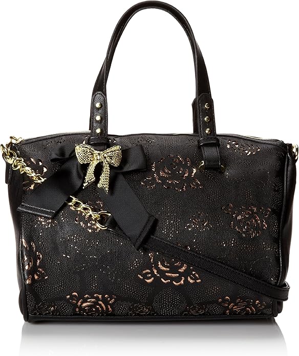 Betsey Johnson Women's Racey Lacey Satchel, Black, One Size Handbags