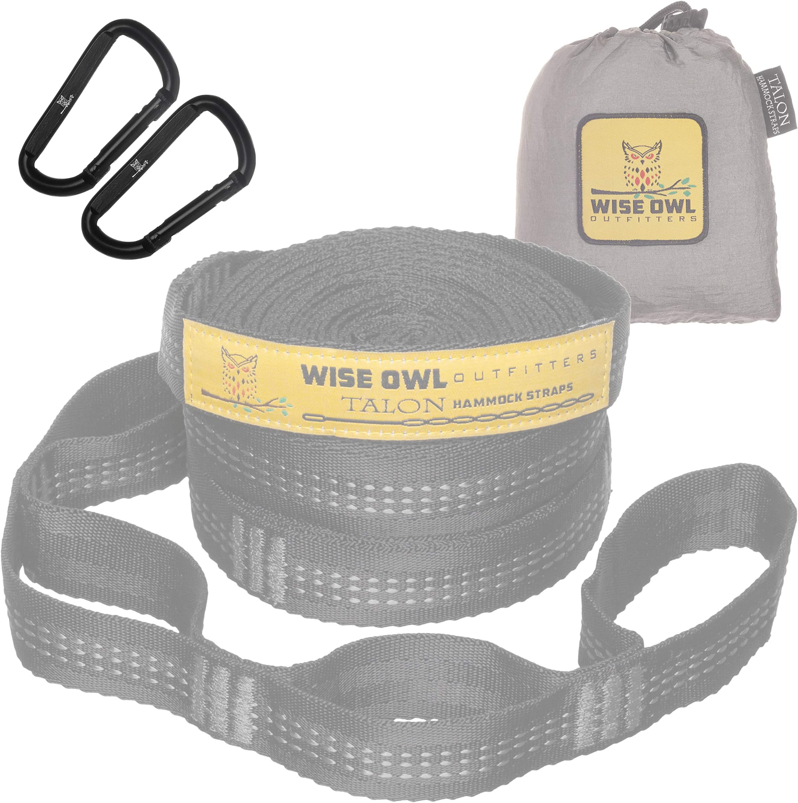 Wise Owl Outfitters Talon Hammock Straps - Combined 20 Ft Long, 38 Loops W/ 2 Carabiners - Easily Adjustable, Tree Friendly Must Have Gear For Camping Hammocks Like Eno