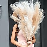 PERFNIQUE Faux Pampas Grass, Set of 3 Stems Large Tall 43'' Artificial Fake Flowers, Vase Fillers, Pompous Grass, Rustic Tren