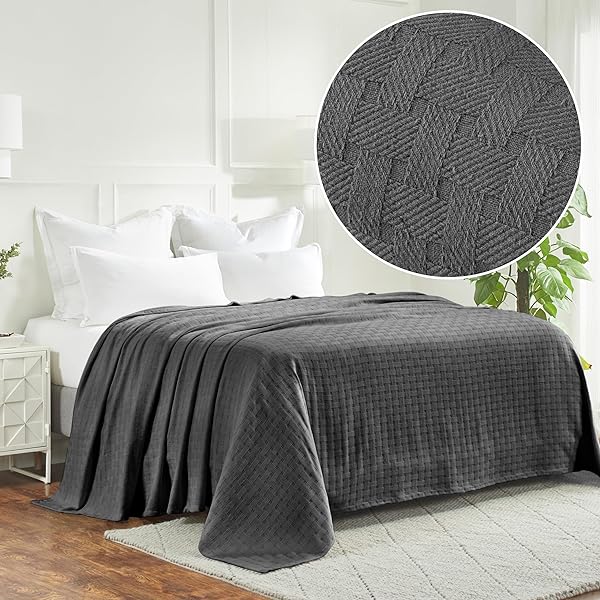 SUPERIOR BASKETWEAVE COTTON BLANKET – SOFT & COMFY...