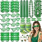 St Patricks Day Accessories, St. Patty's Day Party Supplies Include Shamrock Green Heart Glasses Necklaces, Saint Patricks Day Party Pack for Classroom