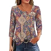 LOMON Womens 3/4 Length Sleeve T Shirts Asymmetrical Neck Tops Business Blouses for Women Fashion 2026