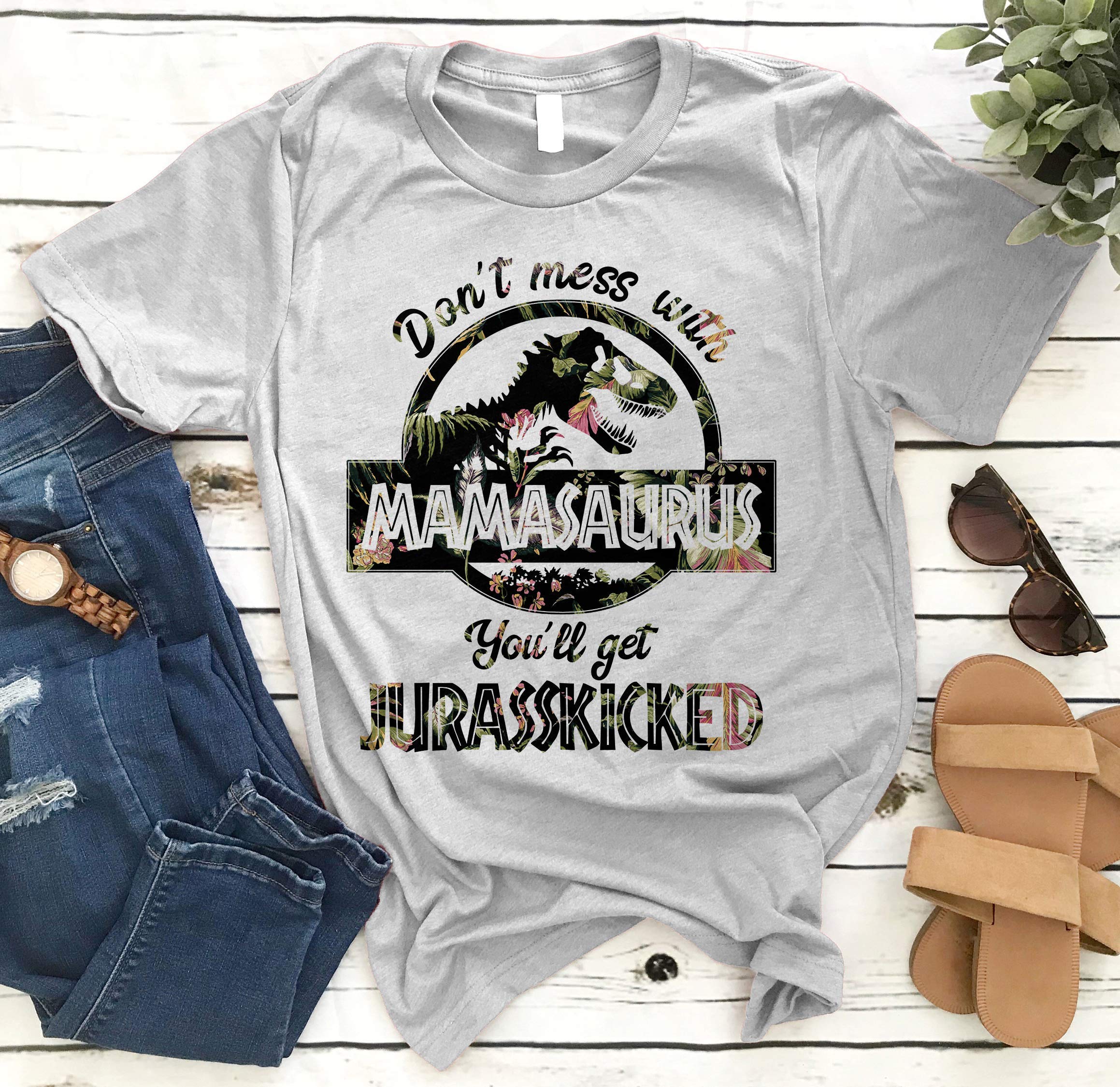 Vintage Floral Mamasaurus, Don't Mess With Mamasaurus You'll Get Jurasskicked, Gifts For Mom, Floral Mom Tee, Mama Dinosaur T Rex, Humorous Mother's Day Gifts, Unisex T Shirt