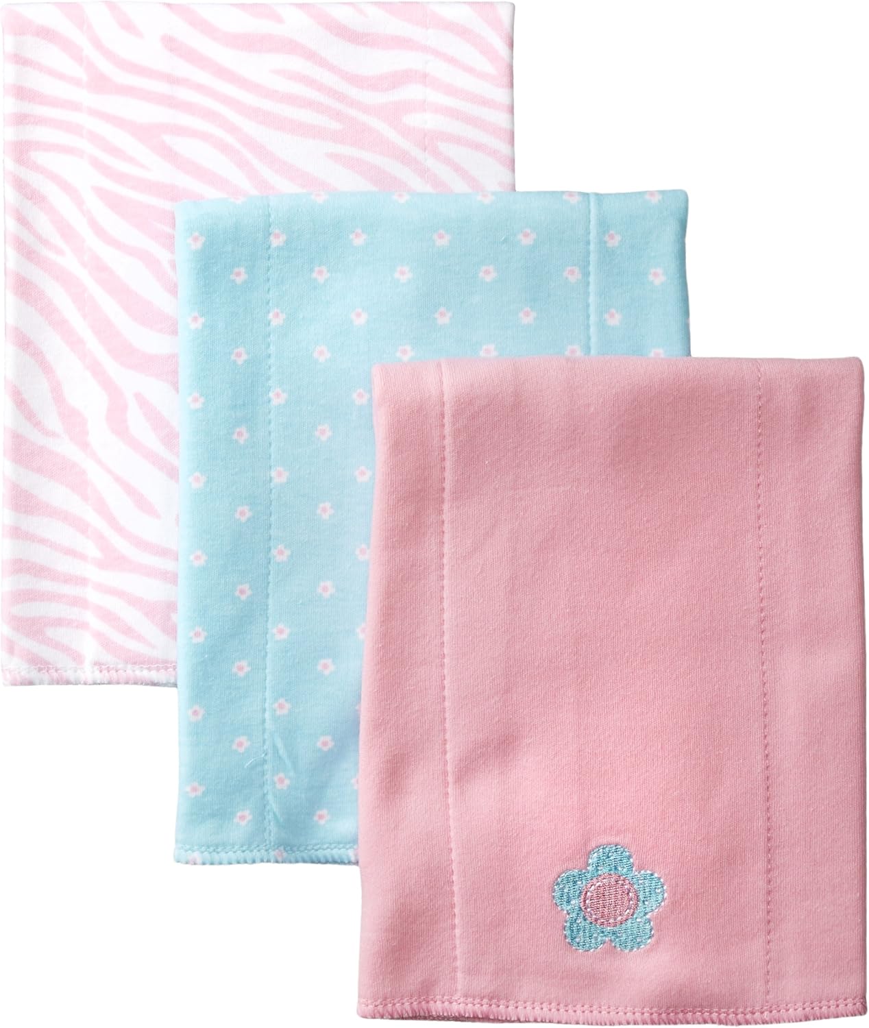 Gerber Babygirls Newborn 3Pack Knit Burp Cloth, Pink, One Size