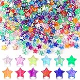 UPINS 900Pcs Acrylic Star DIY Beads, 12 Mixed AB Colors for Jewelry Making Crafts, Small