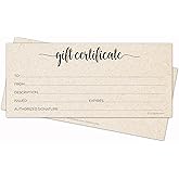 321Done Rustic Gift Certificates (Pack of 24) 4x9 Inches Blank Kraft Tan Minimalist for Small Business, Holiday, Christmas Voucher, Spa, Salon - Made in USA