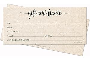 321Done Rustic Gift Certificates (Pack of 24) 4x9 Inches Blank Kraft Tan Minimalist for Small Business, Holiday, Christmas Voucher, Spa, Salon - Made in USA