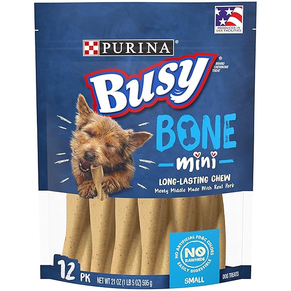 BUSY PURINA BUSY MADE IN USA FACILITIES SMALL BREED DOG BONES, MINI – 12 CT. POUCH