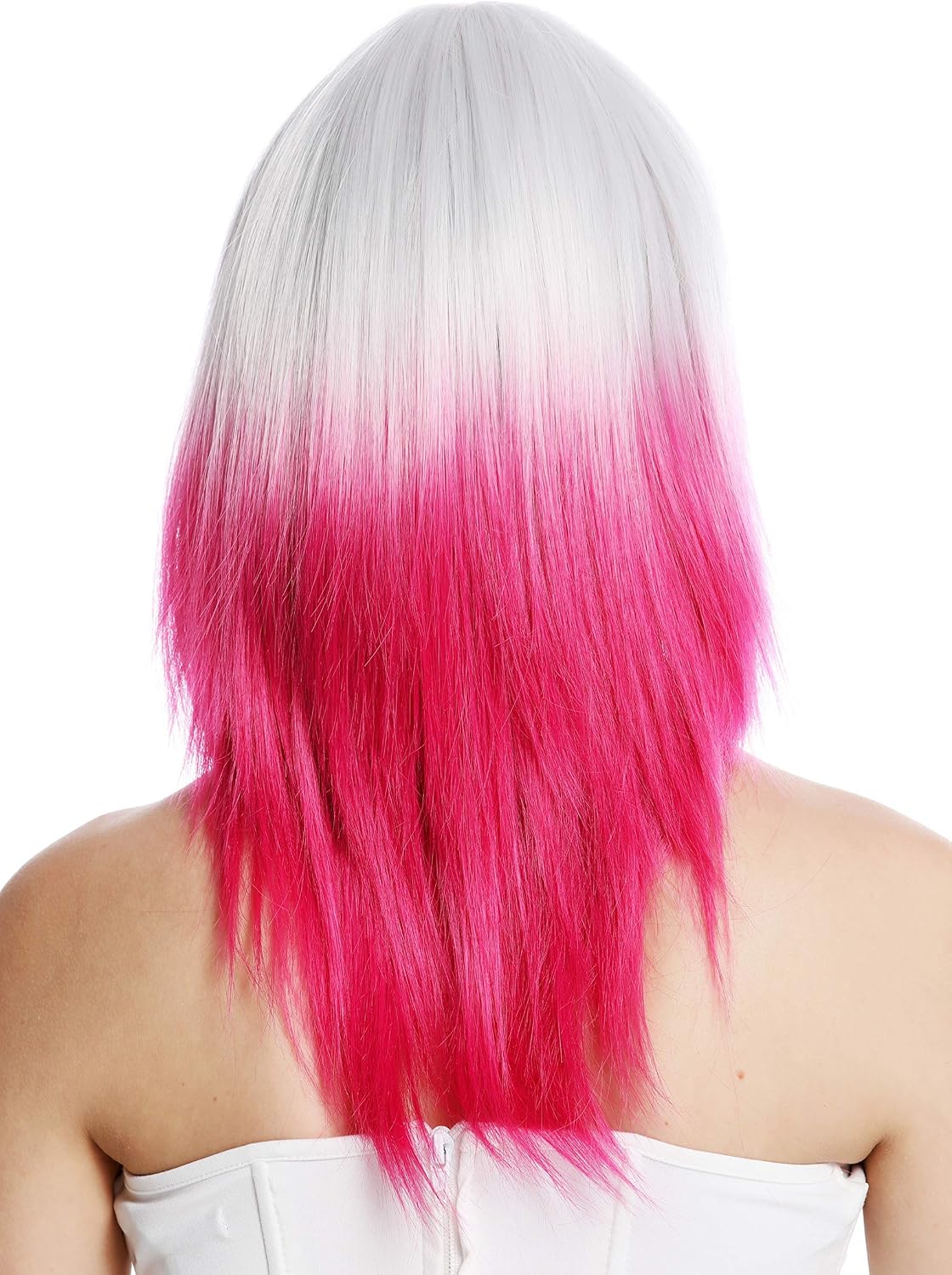 WIG ME UP, 8967-8CR60 women's quality wig cosplay long fringe sleek ombre mix light grey pink rose, Gray-pink mix (8CR60) - Image 5