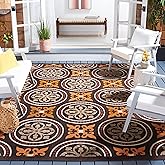 SAFAVIEH Washable Rug Outdoor Veranda Collection - 8' x 11', Chocolate & Terracotta, Non-Shedding & Easy to Clean, Ideal for 