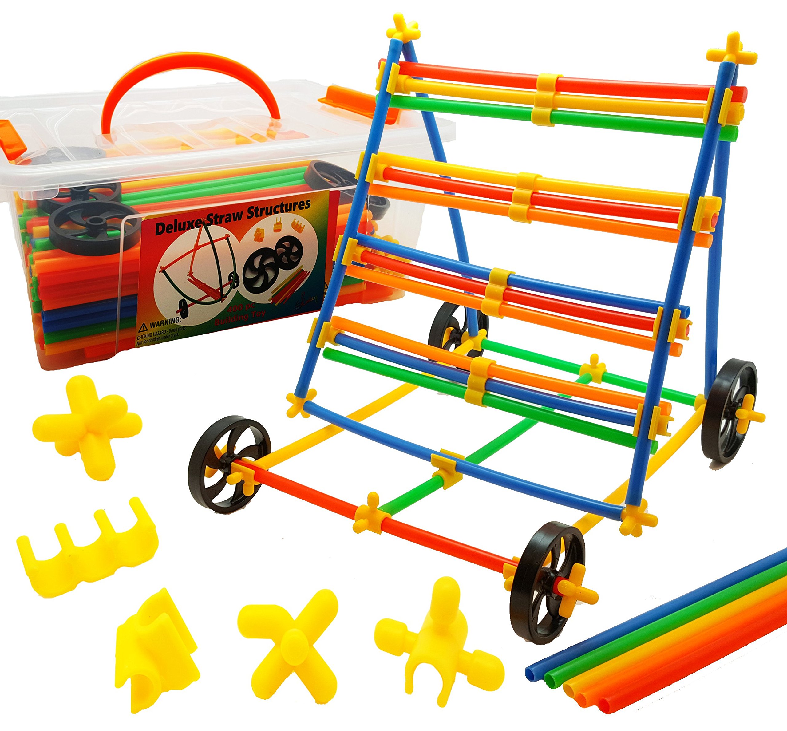 400 Piece Straws And Wheels Connector Set Educational Building Model