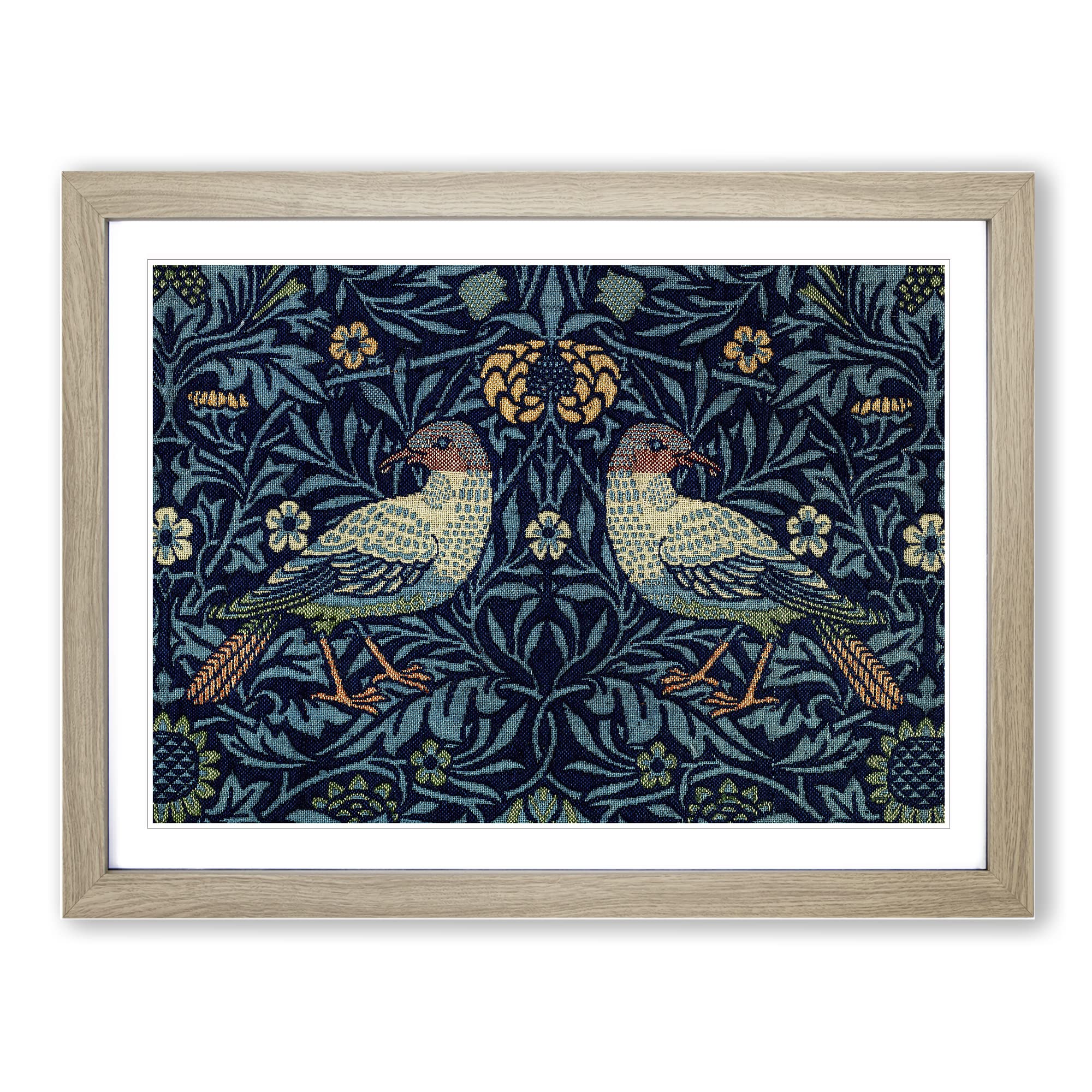 Flowers & Birds Pattern By William Morris Classic Painting Framed Print | A4 Oak Framed Wall Art | Ready to Hang | Classic Floral Picture | Living Room Bedroom Lounge Office