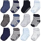 Touched by Nature Unisex Baby Organic Cotton Socks with Non-Skid Gripper for Fall Resistance