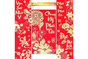 Vietnamese New Year Red Envelopes,Hong Bao Li Xi Lucky Money Packet for Lunar New Year,2026 New Year Red Envelope,5 Designs 3