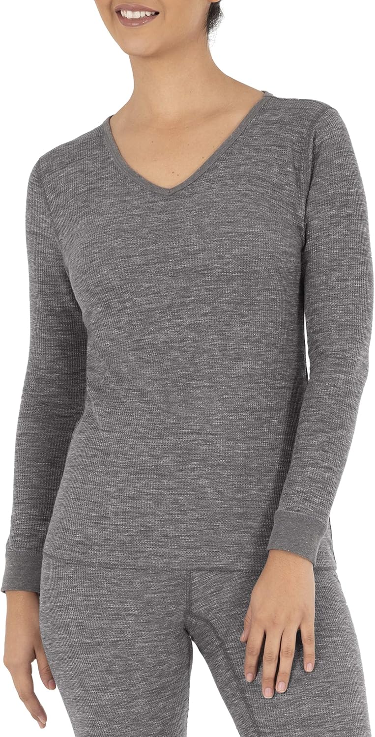 Fruit of the Loom Women's Micro Waffle Premium Thermal V-Neck Tee at  Women’s Clothing store