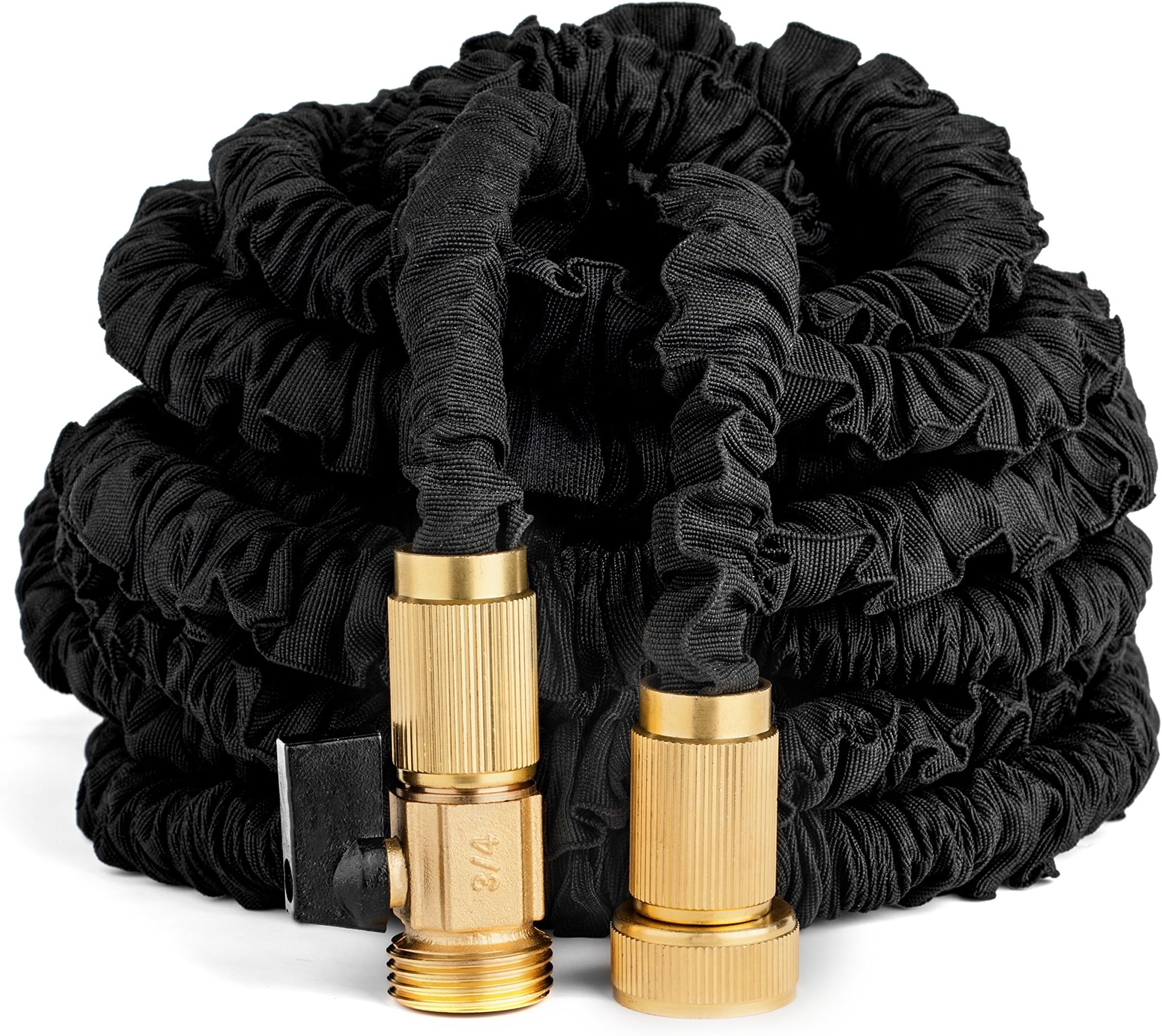 TwoOrchards Heavy Duty Light Expandable Garden Hose 2016 with Upgraded Brass Fittings and Inner Latex, 150FT (Black)
