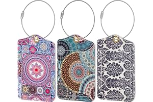 Fishent Luggage Tag, 3 Pack Travel Cruise Luggage Tags for Suitcases, Cute Suitcase Tags Identifiers Bag Tags with Privacy Flap, Baggage Name Tag for Women Men Luggage Backpack Handbag School Bag