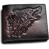 skneephate Mens Wallets Leather Bifold Cool Wallet For Men Wolf,Rfid Blocking,Gift For Him Husband (coffee)