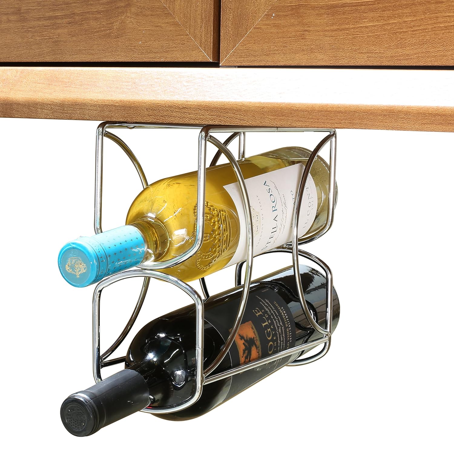 DecoBros Under Double Wine Rack Holder, Chrome