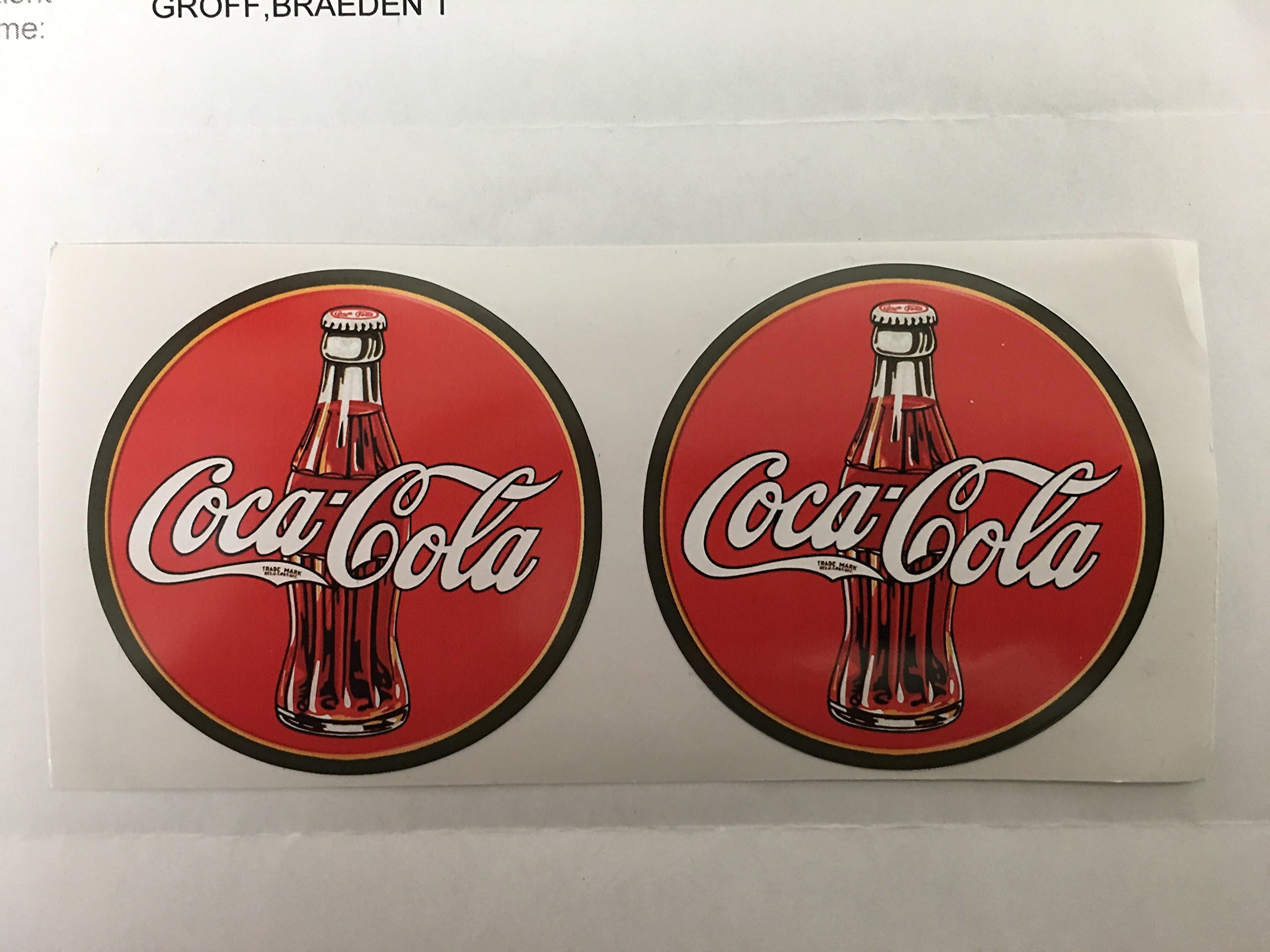 2 Coke Coca-Cola Retro Round Decal