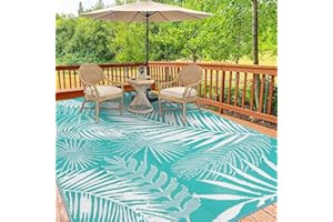 HiiARug Outdoor Rug 6x9Ft Waterproof for Patios Clearance, Reversible Plastic Straw Patio Mat Large Area Rugs RV Mats for Outside Trailers Campers Porch Deck Beach Backyard ﻿