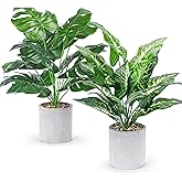 WUKOKU 2pcs Fake Plants 16" Faux Plants Artificial Tropical Plants Indoor for Home Office Desk Kitchen Bathroom Table Shelf Decor