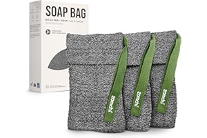 ZOMCHI Exfoliating Soap Bags, 3-Pack Body Scrubber Savers for Bar Soap, Designed for Deep Cleansing & Exfoliation (Gray)