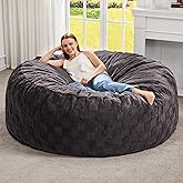 Hobestluk Bean Bag Chairs Beanbag Chair with Filler Adult Bean Bags with Fluffy Cover, Giant Bean Bag Chairs for Adults for Living Room, Bedroom (Dark Grey, 5FT - 50” x 50” x 24”)