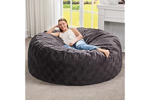 Hobestluk Bean Bag Chairs Beanbag Chair with Filler Adult Bean Bags with Fluffy Cover, Giant Bean Bag Chairs for Adults for Living Room, Bedroom (Dark Grey, 5FT - 50” x 50” x 24”)