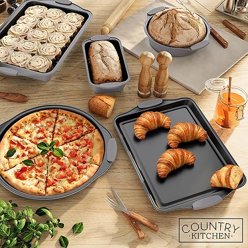 Country Kitchen Nonstick Stackable Bakeware Set Durable, Easy Release  Baking Set, Gray, 10 Pcs