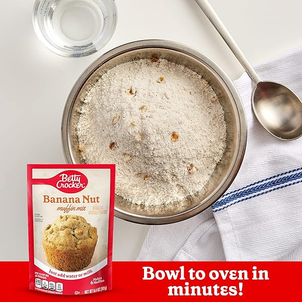 BETTY CROCKER BANANA NUT MUFFIN MIX, MADE WITH WALNUTS, 6.4 OZ.