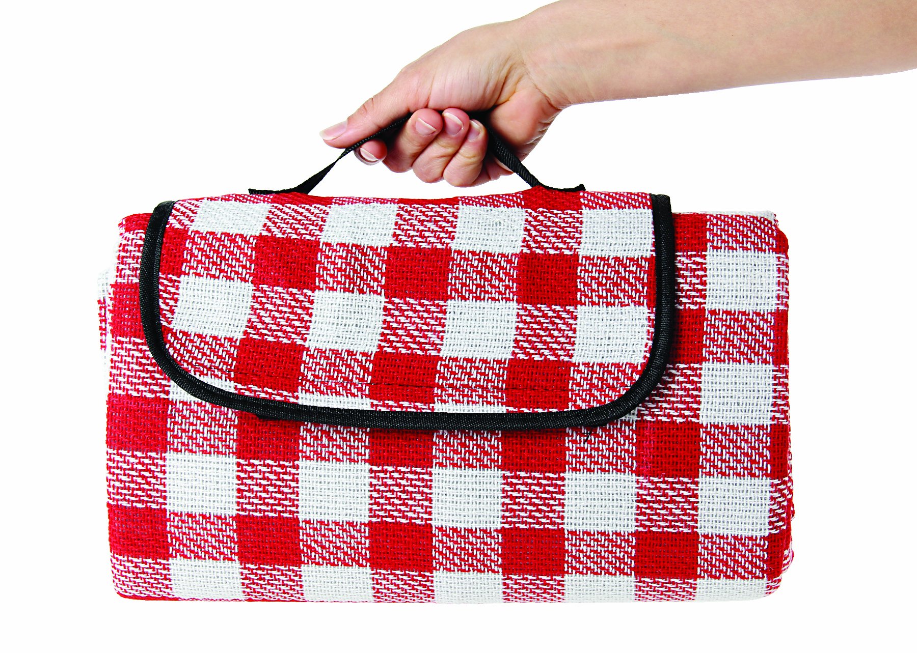 Camco Classic Red & White Checkered Picnic Blanket with Waterproof