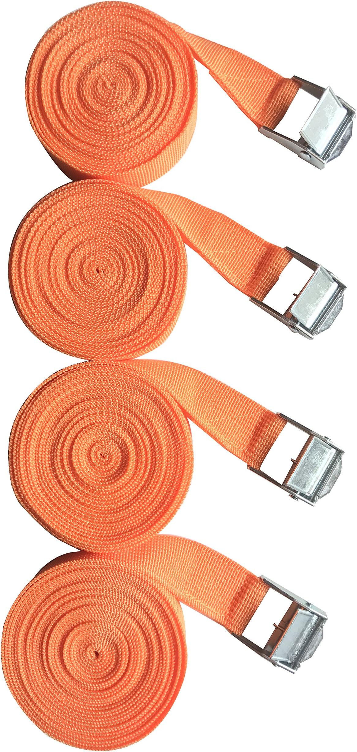 Nihoooo Cargo Sturdy Lashing Strap - 12 ft Heavy Duty Ratcheting Tie Down Straps - Padded Cam Siainless Lock Buckler - Car Luggage Kayak Trailer Camper Motorcycle (Yellow)