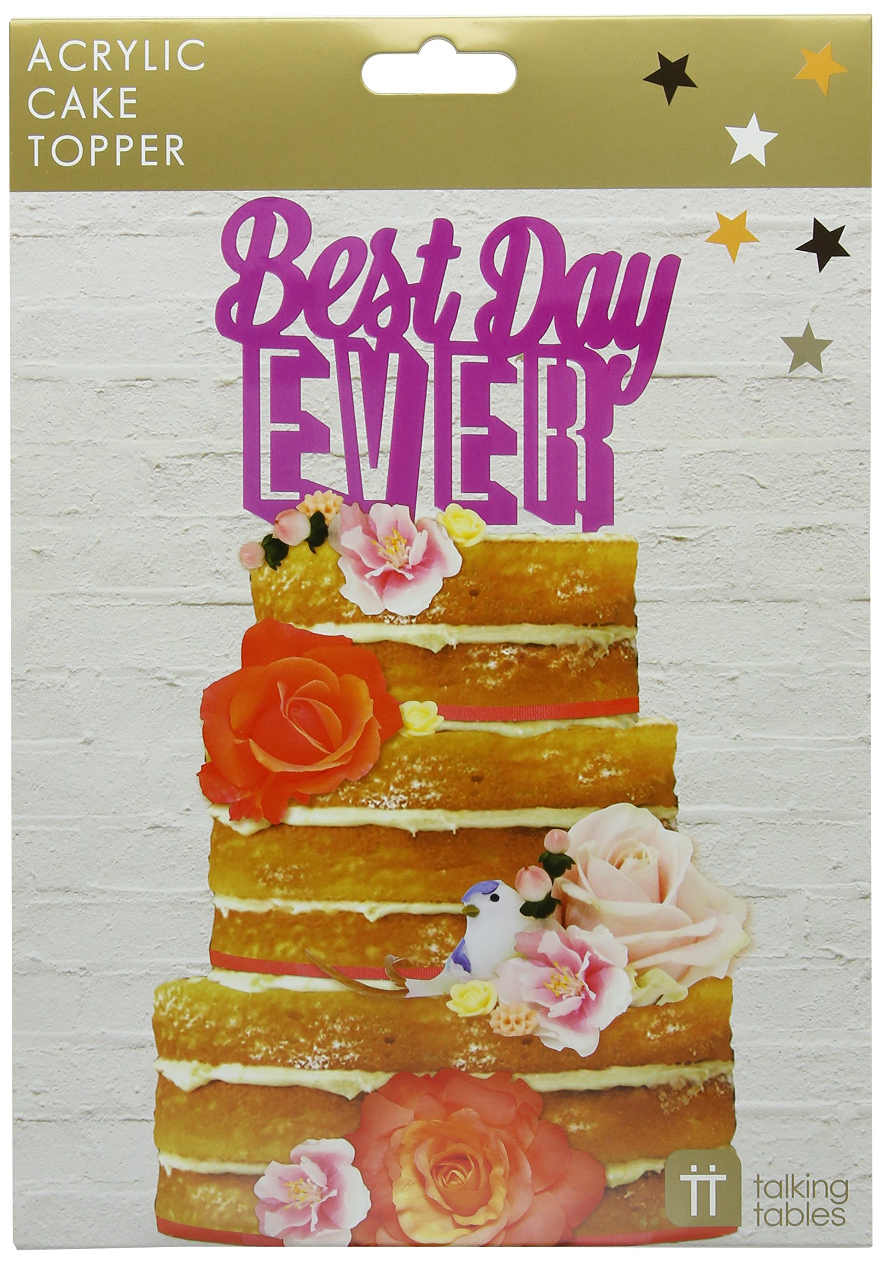 Talking Tables Cake Topper Party Decorations, Plastic, Pink, 18 x 22 cm