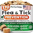 Flea and Tick Prevention for Dogs Pills - Natural Dog Flea & Tick Control - 170 Soft Chewables - Oral Defense Treatment for Dogs Supplement - Vet Formulated Chews - All Breeds & Ages - Made in USA