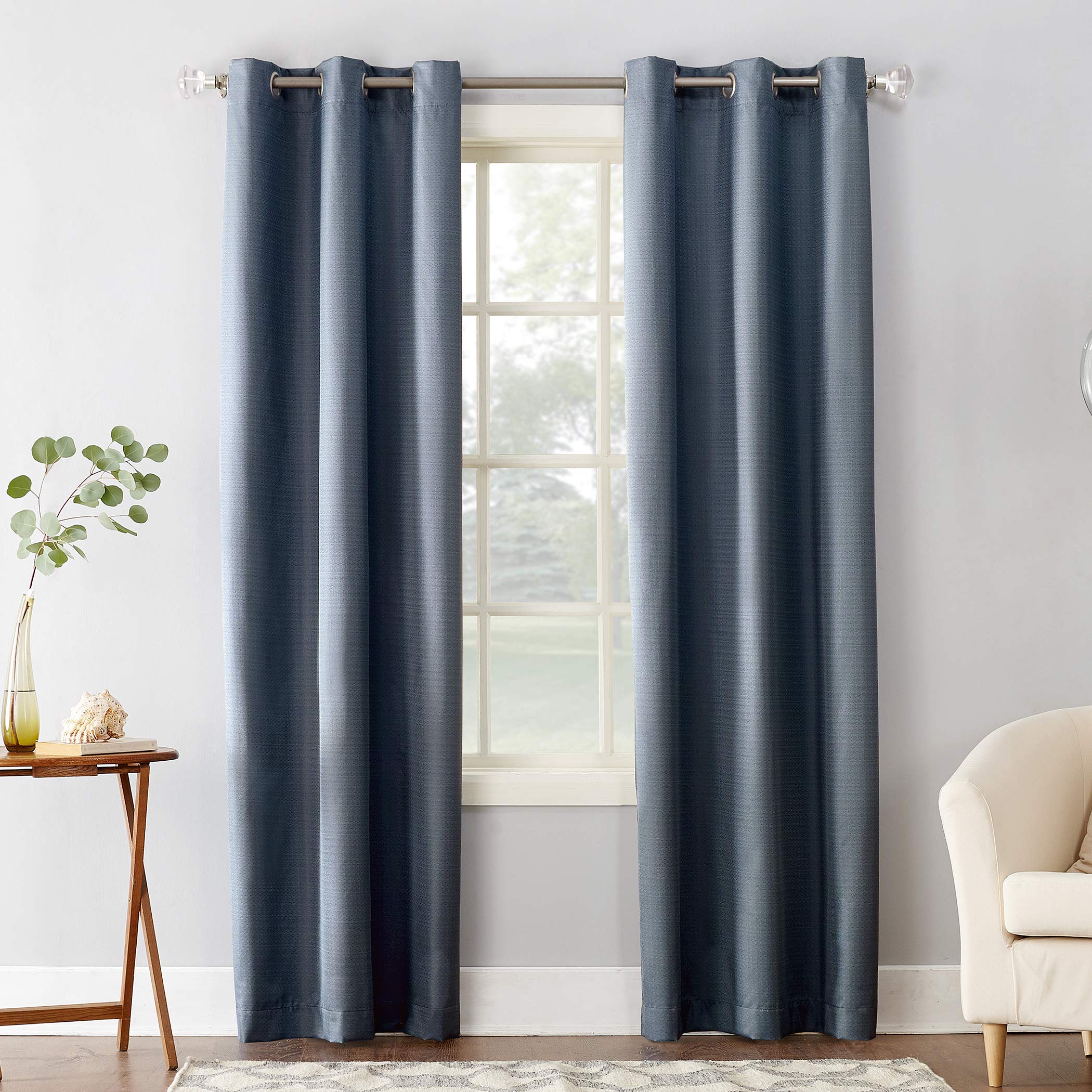 Sun Zero Cooper Thermal Insulated Energy Efficient Grommet Curtain Panel, 40" x 95", Blue